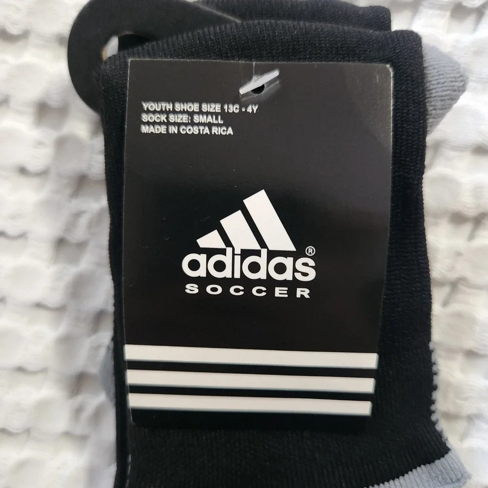Adidas‎ Soccer Youth Black Sock Small 3 Stripe Shoe Size 13C 4Y New